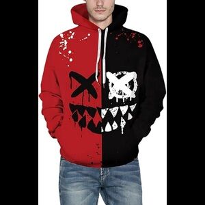 Red and Black Graphic Hoodie